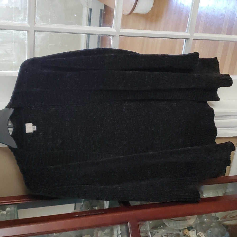 Cozy Open-Front Black Women's Sweater Cardigan